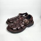 Dunham Sandals Mens Size 11 Wide Brown Leather Fisherman Strap Buckle Woven