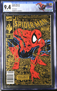 SPIDER-MAN #1 🕷️GOLD EDITION UPC Newsstand 🕷️ CGC 9.4 NM 1990 NYCC Label!!