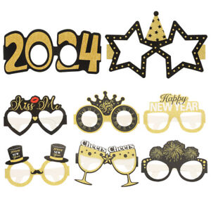 8pcs 2024 Happy New Year Paper Glasses NYE Party Favors-JR