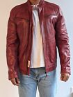 Redskins Cafe Racer Leather Jacket (Oxblood/Deep Maroon) (L) (Unisex)