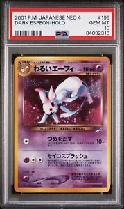 PSA 10 Dark Espeon Pokemon Card Japanese Neo Destiny Neo 4 Holo #196 Gem Mint