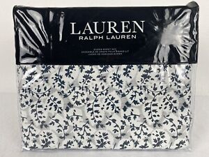 NEW Ralph Lauren QUEEN Eva Leaf Floral Sheet Set Gray White 100% Cotton 4PC
