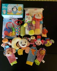 Mixed Brands of Baby Rattles and Teethers, Toys  Small Blankets Sensory Toys