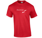 Austrian Air Retro Logo Shirt Airline Aviation Red Cotton T-shirt S-5XL