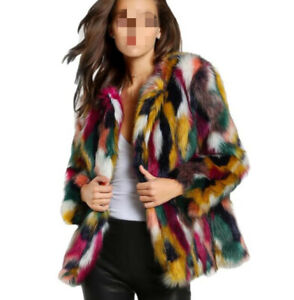 New Women's Parka Fluffy Thicken Warm Winter Faux Fur Coat Outwear Shaggy Party