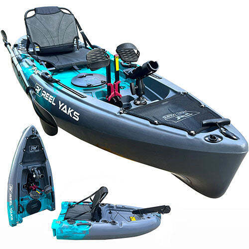 9.5ft Raptor Reel Yaks Modular Fin Drive Pedal Fishing Kayak | 350lbs Capacity |