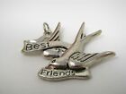 Best Friends Pendant Vintage Silver Tone Bird Design