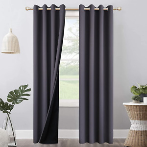 New Listing100% Blackout Curtains for Bedroom, 52 X 84 Inch Thermal Insulated Grommets Soli