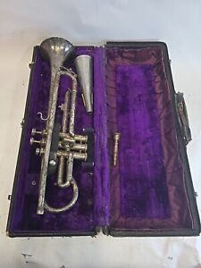 Antique Lyon & Healy Silver Plated Brass American Professional Chicago Trumpet
