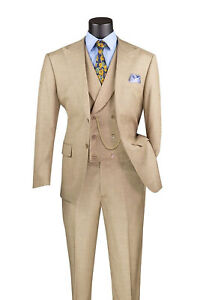 Men 3 Piece Peak Collar Single-Breasted Solid Blazer Tuxedo Vest Pants