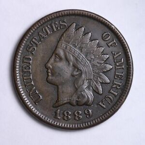1889 Indian Head Cent Penny AU B091