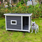 Waterproof Pet Dog Puppy Kennel Cage House Wooden W/ Porch Deck Outdoor Indoor