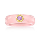 Ross-Simons Pink Jade and .20 Carat Amethyst Ring With 14kt Yellow Gold
