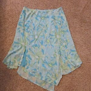 NWOT Lane Bryant 18/20 Chiffon Aqua Blue Green Elastic Waist Skirt Side Slits