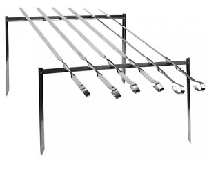 Portable Stainless Steel Barbecue Stand with 6 Carbon Steel Skewers 20x13