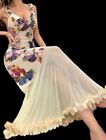 Floral Stretchy Mesh Twirly Silky Olga Esque Cami Nightdress Nightgown XL 40 42