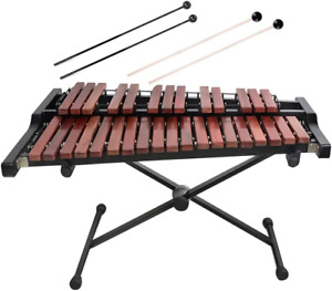32 Key Xylophone Set with Adjustable Stand Wooden Glockenspiel Percussion Educat