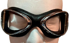 Aviator Motorcycle Goggles Chrome Plated Clear Lens Black Leather Made In France