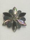 Vintage Mexico 925 Sterling Silver Abalone Flower Brooch Pin