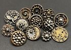Antique Lot of 13 METAL with CUT STEELS Buttons - 3/8