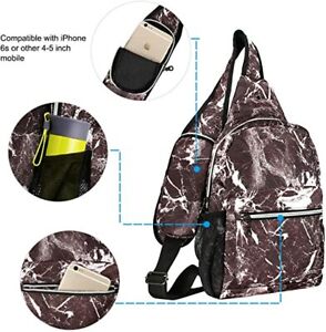 Sling Backpack Hiking Daypack Pattern Chest Shoulder Bag with USB Charging Port