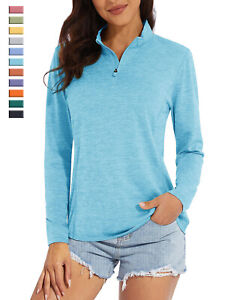 Women's Long Sleeve Shirts 1/4 Zip UPF50+ UV Sun Protection Hiking Golf Shirts
