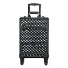 Aluminum Cosmetic Case Professional Trolley Makeup Train Case with Drawer Black
