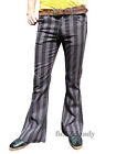 FLARES Grey Black Striped mens bell bottoms hippie vtg indie trousers 60's 70's
