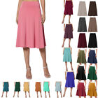 Women's Casual High Waisted Soft A Line Skirt Solid Knee Length Skirt For Ladies