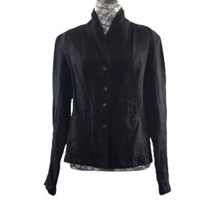 Prairie Underground Black 100% Linen Button Front Jacket Women Medium Minimalist