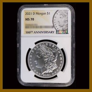 Silver Morgan Dollar Coin 2021 (D) Denver NGC MS 70 100 Anniversary W/ COA & OGB