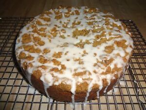 HOMEMADE PEACH COBBLER COFFEE CAKE WITH A SWEET CINNAMON DRIZZLE (9