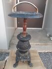 Vintage Smoking Cigar Stand Ashtray Cast Aluminum Black Pot Belly Stove Rustic
