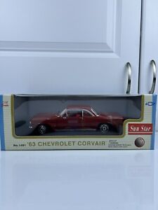 Sun Star 1963 Chevrolet Corvair 1/18 Scale Diecast Red Model Car New