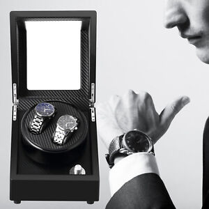 Automatic Man Wrist Watch Winder Box Display Double Watch Organizer Case Gift