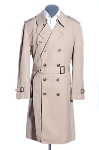 46R Vintage London Fog Khaki Tan Double-Breasted Belted Trench Coat Overcoat 2XL