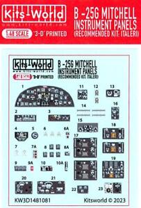 Kits World Decals 1/48 3D Decals B-25G MITCHELL INTRUMENT PANEL SET Italeri