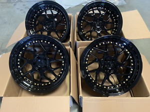 19x9.5 +15 F | 19x10.5 +22 R | Aodhan DS01 5x114.3 Gloss Black Wheels (Used Set)