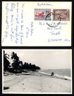 1961 Kelantan Malaya Cover To UK 35c Kota Bahu, RPPC Beach of Passion, Airmail