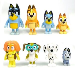 8 PCS Wolfs-Bluey Figures Toys Playset, Wolves-Bluey Action Figurines Family