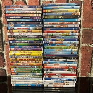 DVD Lot Of 64 Family Kids & Childrens Movies Disney Nick Jr Dr. Seuss Magic Bus