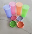 Vintage TUPPERWARE Pastel Tall 16oz Tumblers Drinking Cups Set of 4 With LIDS