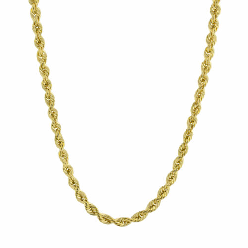 Hollow Rope Chain Necklace Real 10K Gold Bonded 925