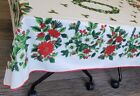 Vintage Christmas Tablecloth Poinsettia 55 x66” See Blemishes Made in Turkey