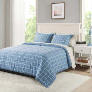 New ListingBlue Check Reversible 7-Piece Bed in a Bag Comforter Set with Sheets,