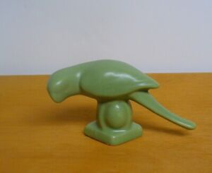 Vintage MCM Parrot Bird On Ball Olive Green Small 4 Inches Long Excellent