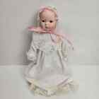 Vintage Porcelain Head & Arms Cloth Body Christening Gown Dressed Baby Doll 14