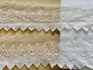 Bright White Embroidered Lace Trim for Sewing/Bridal/Crafts/4