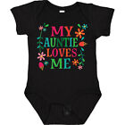 Inktastic My Auntie Loves Me Girls Baby Bodysuit Aunt From Flowers Daisy Apparel