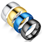 8MM Silver Gold Black Blue Stainless Steel Men Women Wedding Ring Band Size 6-13